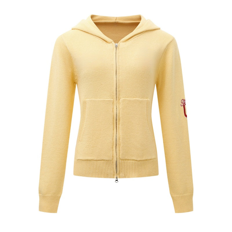 Trendy Yellow Zip-Up Athletic Hoodie