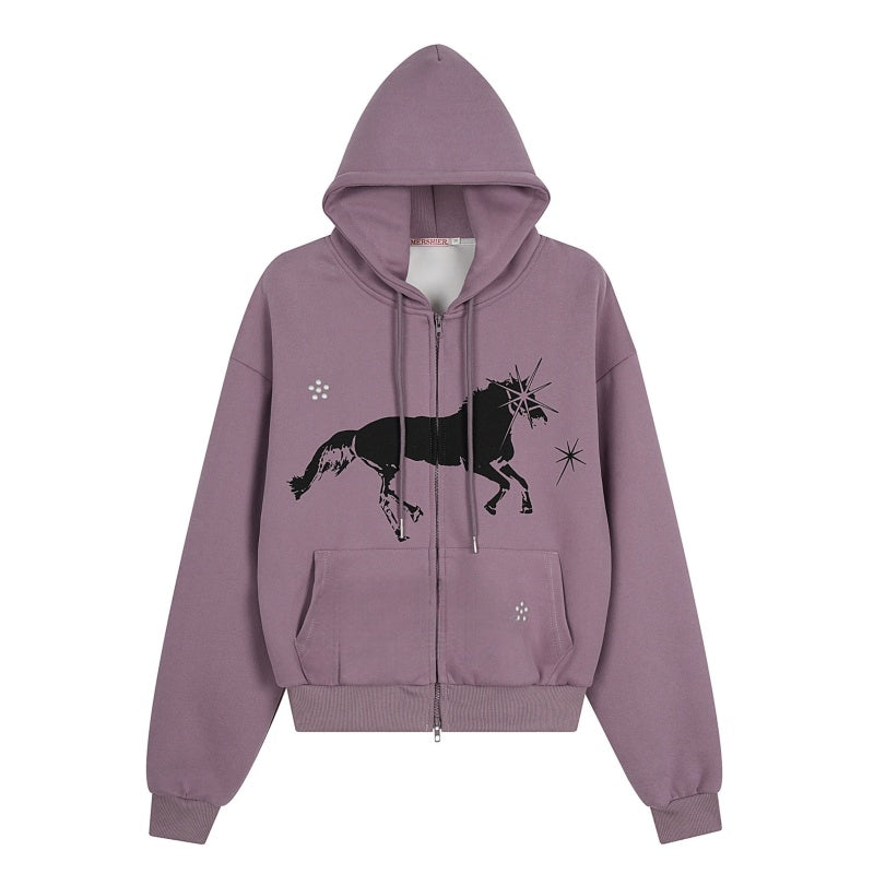 Street Style Purple Horse Hoodie