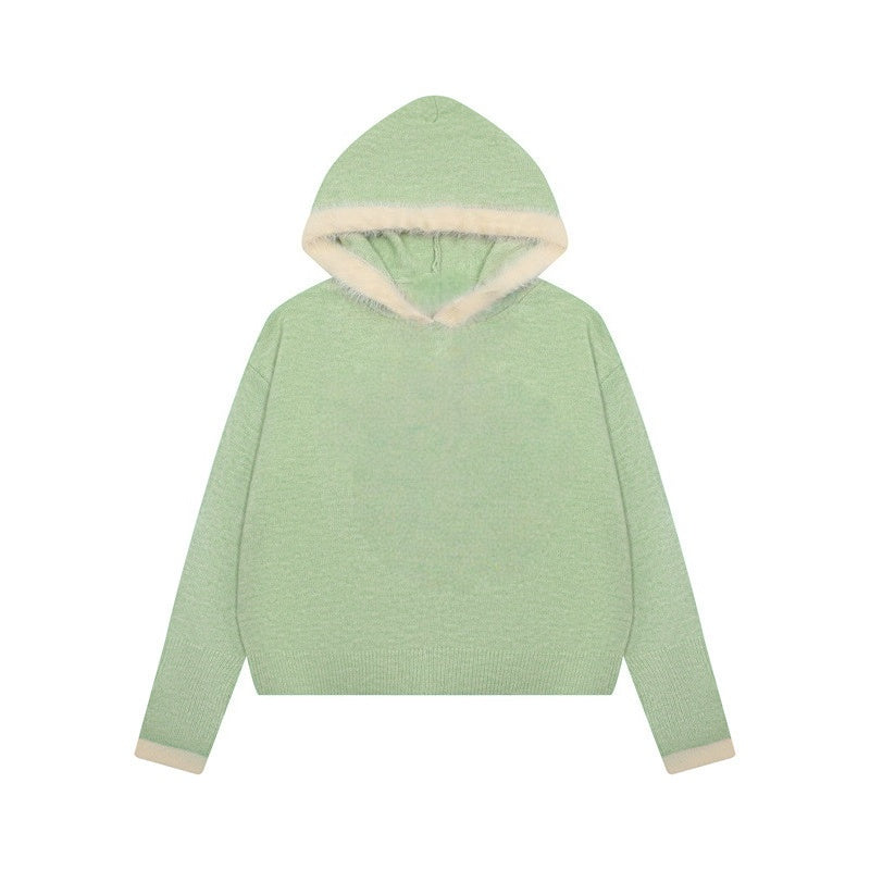 Casual Slim Fit Green Pullover Hoodie