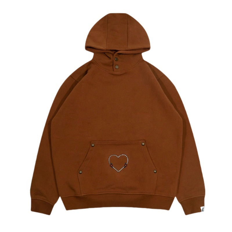 Casual Maillard Heart & Flower Pullover Hoodie