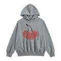 Stylish Red Plaid And Gray Hooded Sweatshirt